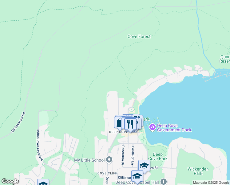 map of restaurants, bars, coffee shops, grocery stores, and more near 2591 Caledonia Avenue in North Vancouver