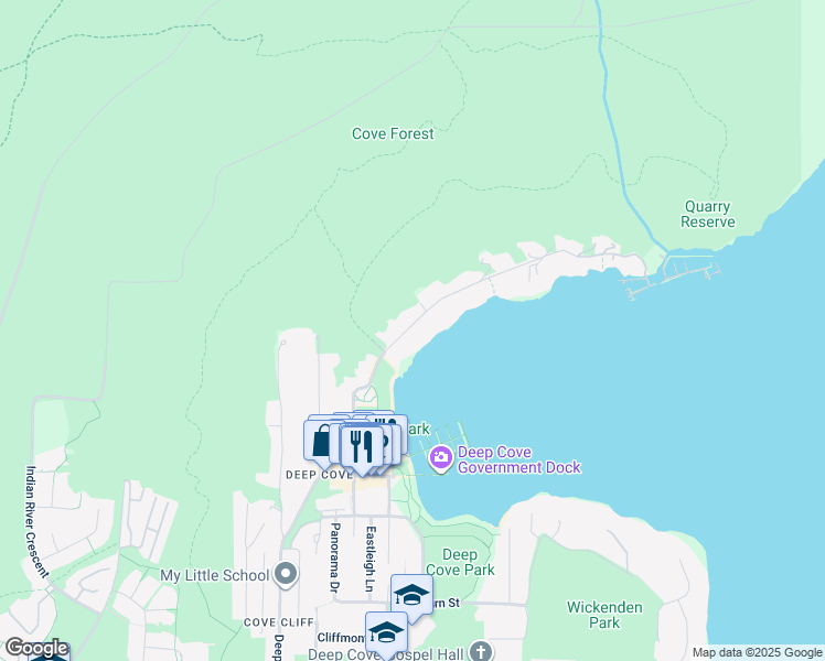 map of restaurants, bars, coffee shops, grocery stores, and more near 2564 Panorama Drive in North Vancouver