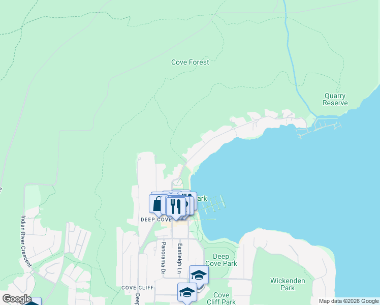 map of restaurants, bars, coffee shops, grocery stores, and more near 2541 Panorama Drive in North Vancouver
