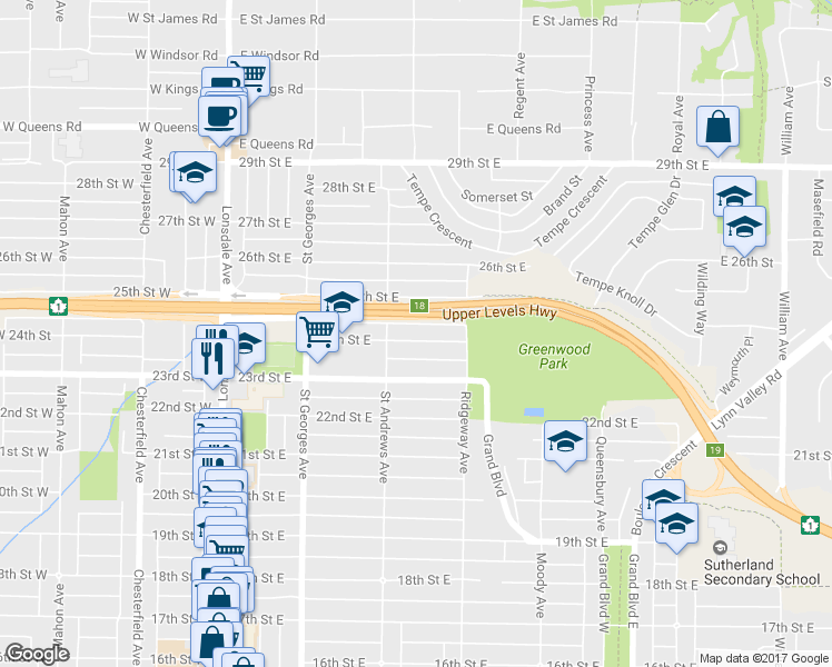 map of restaurants, bars, coffee shops, grocery stores, and more near 324 East 24th Avenue in Vancouver