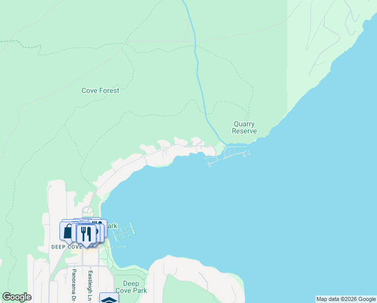 map of restaurants, bars, coffee shops, grocery stores, and more near 2848 Panorama Drive in North Vancouver