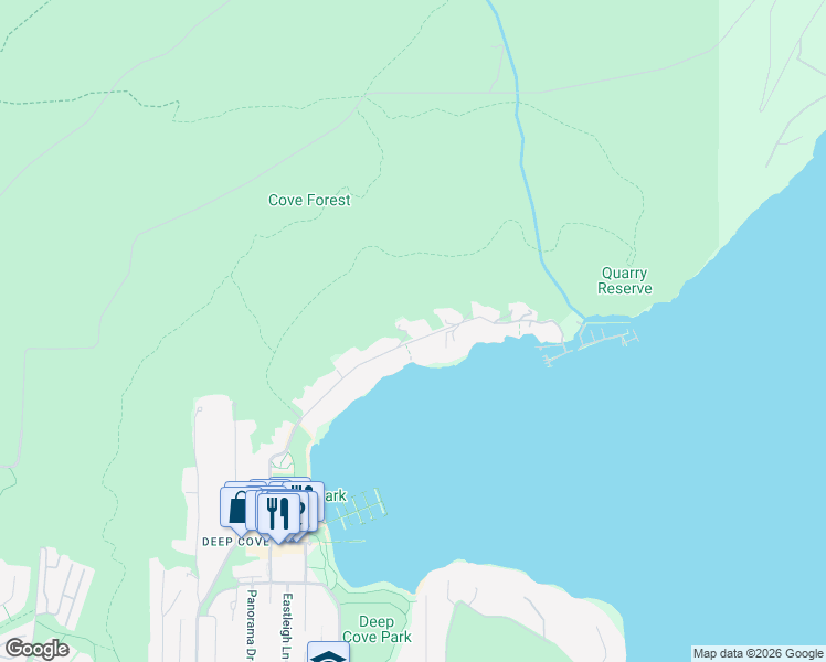map of restaurants, bars, coffee shops, grocery stores, and more near 2711 Panorama Drive in North Vancouver