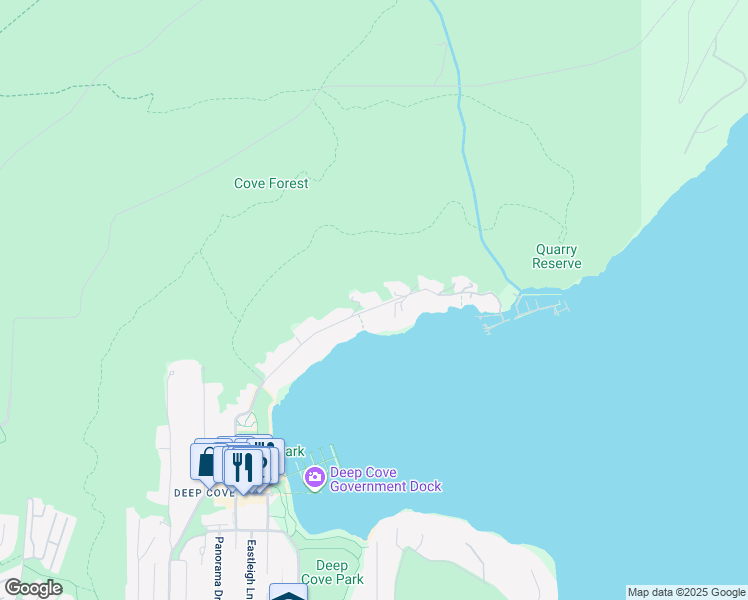 map of restaurants, bars, coffee shops, grocery stores, and more near 2727 Panorama Drive in North Vancouver