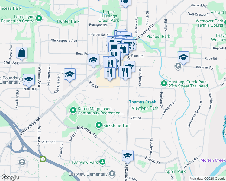 map of restaurants, bars, coffee shops, grocery stores, and more near in Metro Vancouver