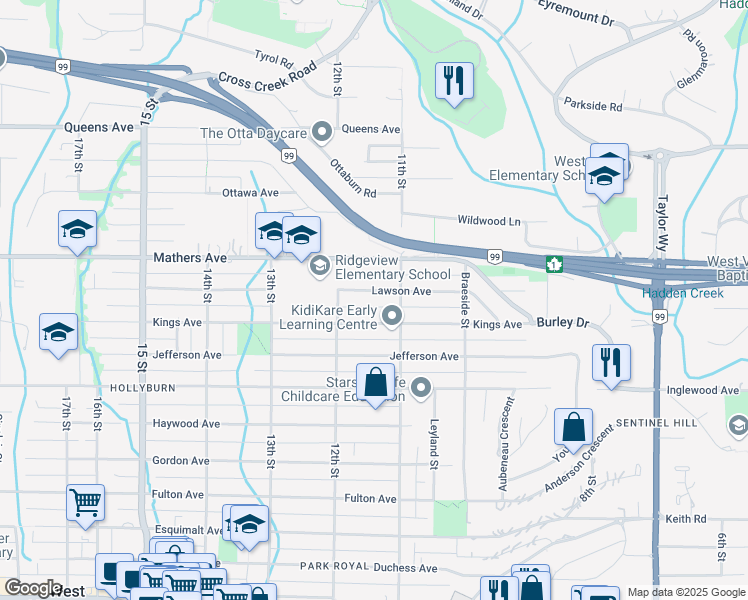 map of restaurants, bars, coffee shops, grocery stores, and more near 1144 Lawson Avenue in West Vancouver