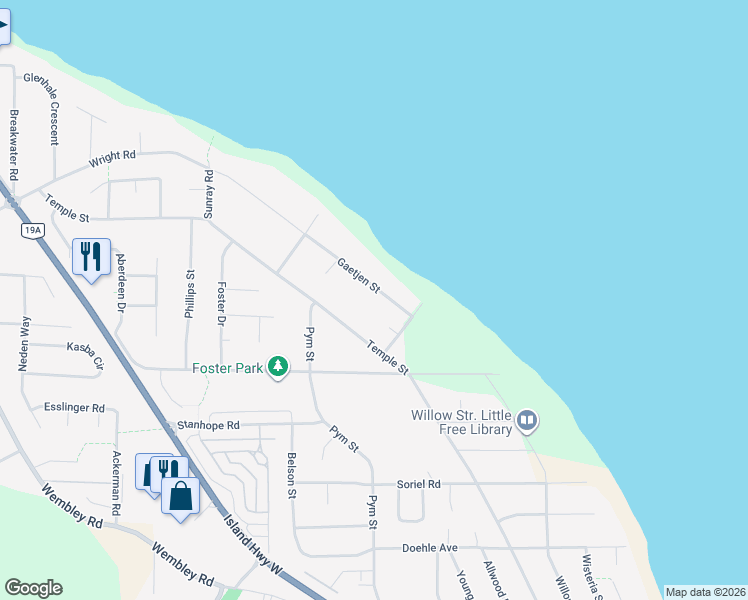 map of restaurants, bars, coffee shops, grocery stores, and more near 683 Gaetjen Street in Parksville