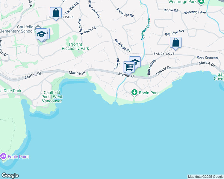 map of restaurants, bars, coffee shops, grocery stores, and more near 4378 Ross Crescent in West Vancouver