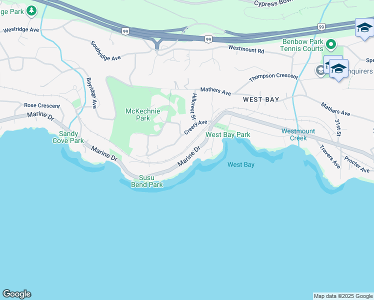 map of restaurants, bars, coffee shops, grocery stores, and more near 3721 Sunset Lane in West Vancouver