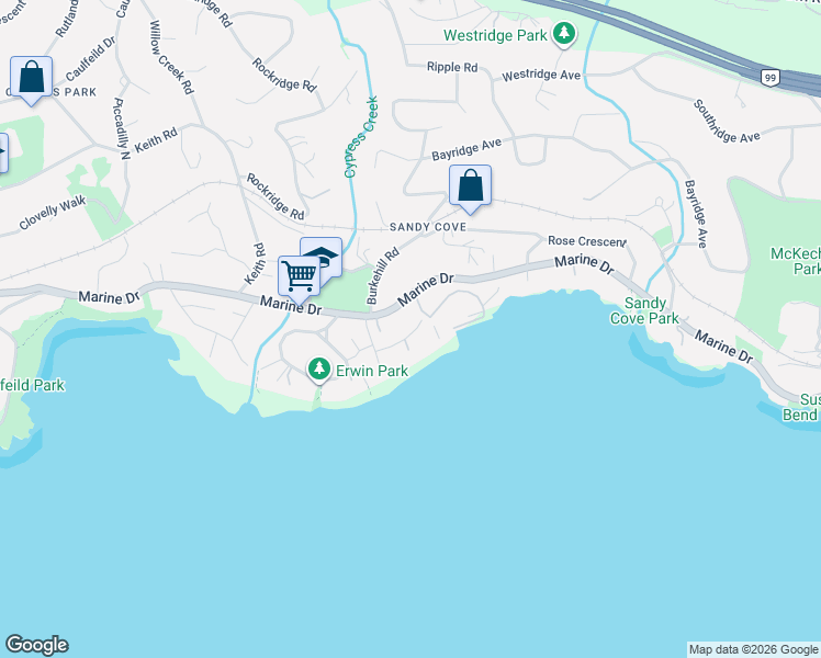 map of restaurants, bars, coffee shops, grocery stores, and more near in Vancouver
