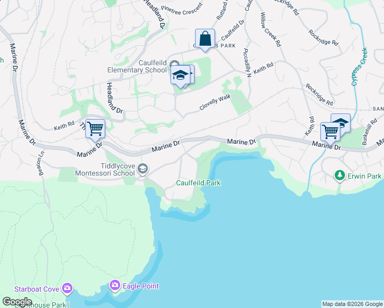 map of restaurants, bars, coffee shops, grocery stores, and more near in Vancouver