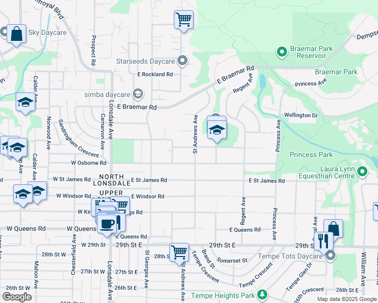 map of restaurants, bars, coffee shops, grocery stores, and more near 381 Carisbrooke Road East in North Vancouver
