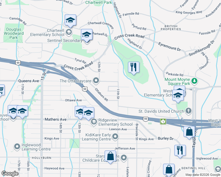 map of restaurants, bars, coffee shops, grocery stores, and more near 1141 Palmerston Avenue in West Vancouver
