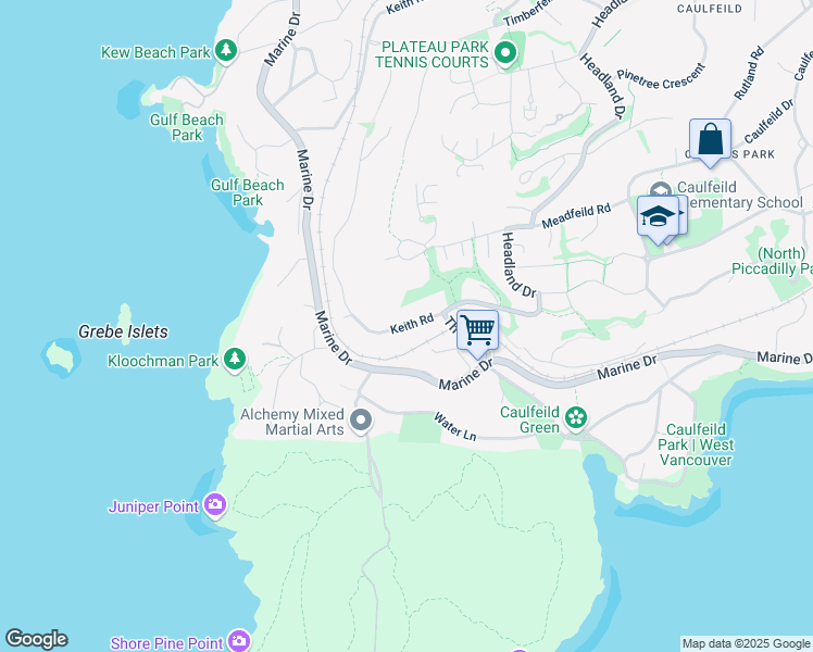 map of restaurants, bars, coffee shops, grocery stores, and more near 4965 Keith Rd in Greater Vancouver Regional District