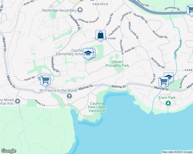 map of restaurants, bars, coffee shops, grocery stores, and more near 4672 Clovelly Walk in West Vancouver
