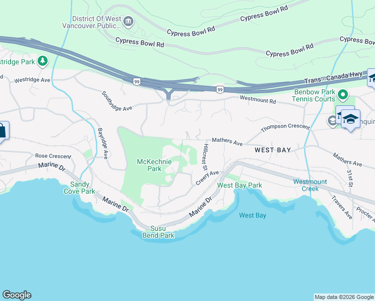 map of restaurants, bars, coffee shops, grocery stores, and more near 460 Westholme Road in West Vancouver