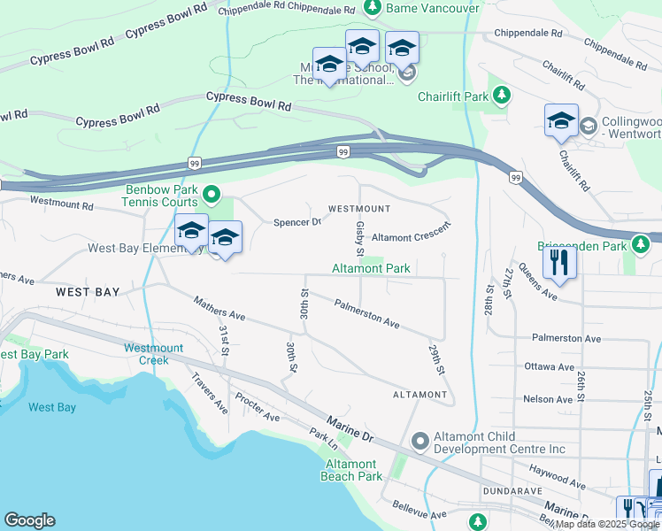 map of restaurants, bars, coffee shops, grocery stores, and more near in Vancouver
