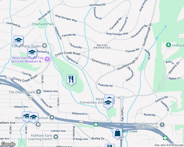map of restaurants, bars, coffee shops, grocery stores, and more near in Vancouver