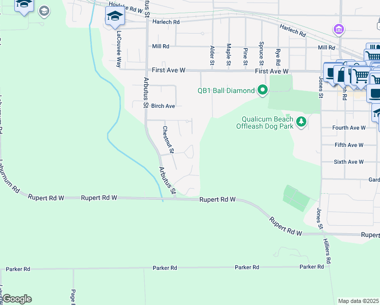 map of restaurants, bars, coffee shops, grocery stores, and more near 810 Chestnut Street in Qualicum Beach