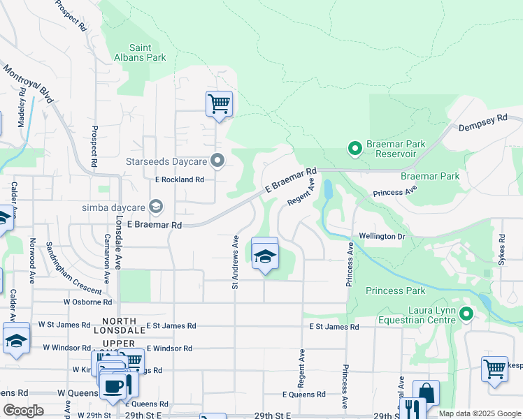 map of restaurants, bars, coffee shops, grocery stores, and more near 3788 Saint Andrews Avenue in North Vancouver