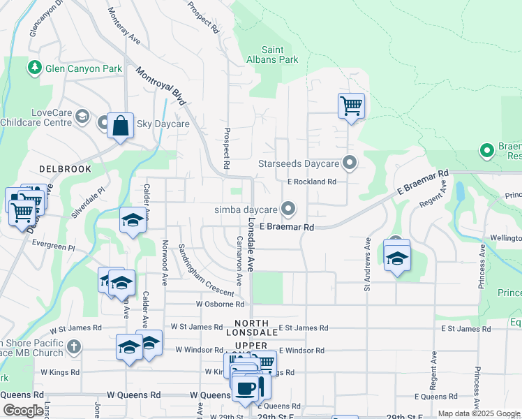 map of restaurants, bars, coffee shops, grocery stores, and more near 3782 Lonsdale Avenue in North Vancouver