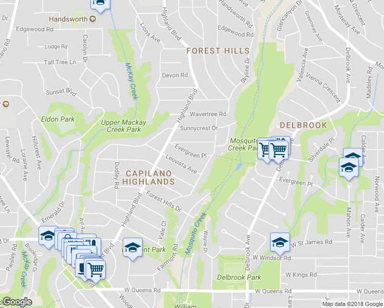 map of restaurants, bars, coffee shops, grocery stores, and more near 924 Evergreen Place in North Vancouver