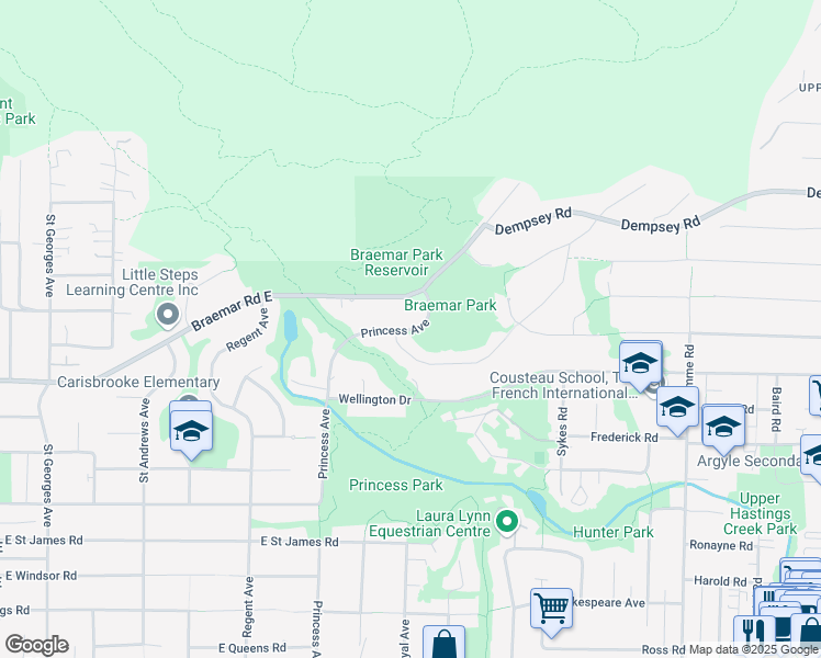 map of restaurants, bars, coffee shops, grocery stores, and more near 3847 Princess Avenue in North Vancouver