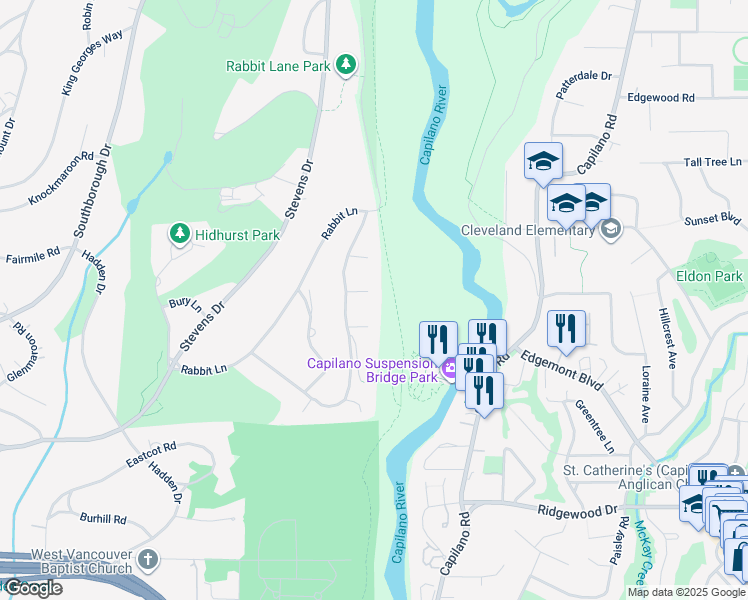 map of restaurants, bars, coffee shops, grocery stores, and more near 326 Moyne Drive in West Vancouver