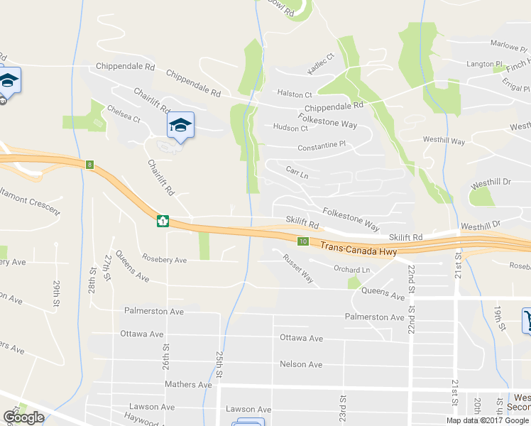 map of restaurants, bars, coffee shops, grocery stores, and more near 2417 Skilift Road in West Vancouver