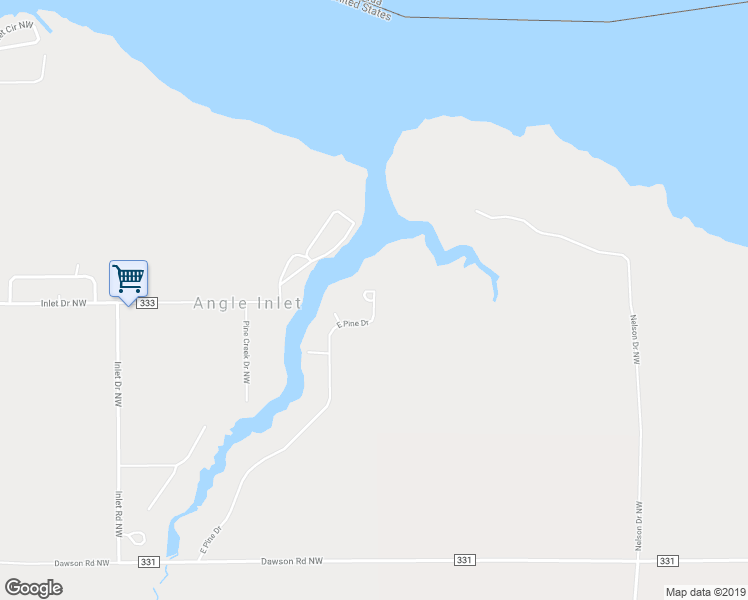 map of restaurants, bars, coffee shops, grocery stores, and more near 17313 East Pine Drive Northwest in Angle Inlet