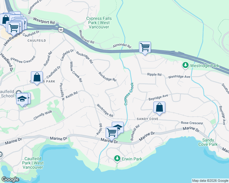 map of restaurants, bars, coffee shops, grocery stores, and more near 4308 Rockridge Rd in Greater Vancouver Regional District