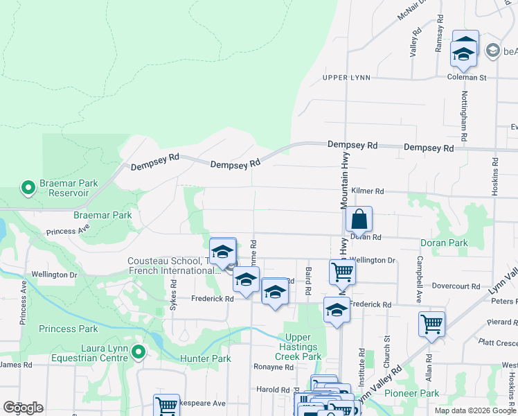 map of restaurants, bars, coffee shops, grocery stores, and more near 3898 Fromme Road in North Vancouver