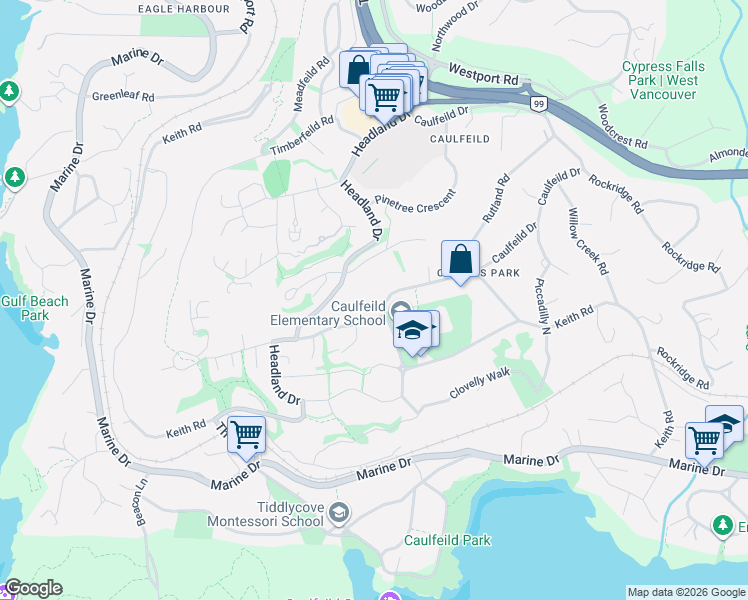 map of restaurants, bars, coffee shops, grocery stores, and more near in Vancouver
