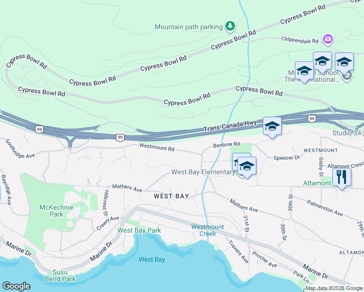map of restaurants, bars, coffee shops, grocery stores, and more near in Vancouver