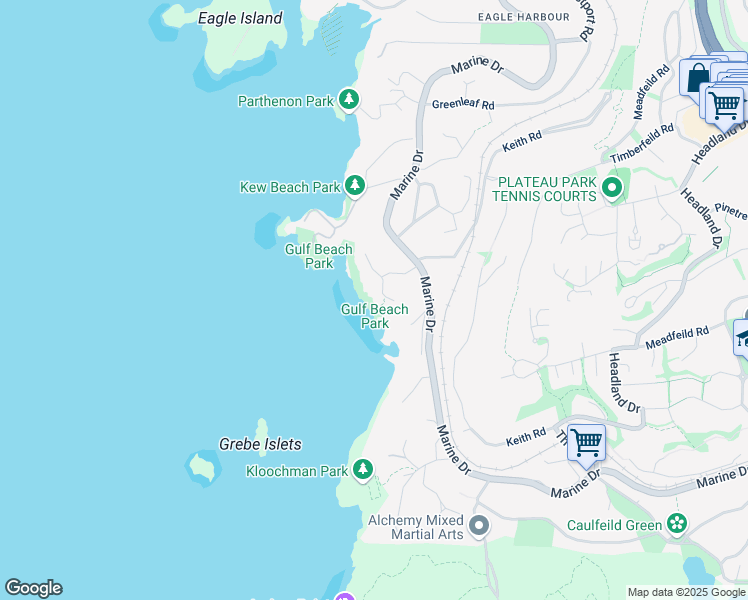 map of restaurants, bars, coffee shops, grocery stores, and more near 5225 Gulf Place in West Vancouver