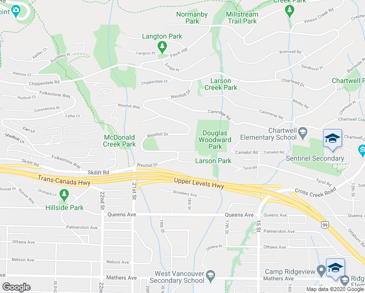 map of restaurants, bars, coffee shops, grocery stores, and more near 2185 Westhill Wynd in West Vancouver