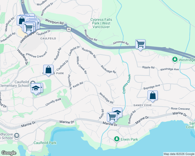 map of restaurants, bars, coffee shops, grocery stores, and more near 4253 Rockbank Pl in Greater Vancouver Regional District