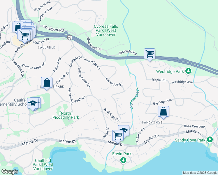 map of restaurants, bars, coffee shops, grocery stores, and more near 4253 Rockbank Pl in Greater Vancouver Regional District