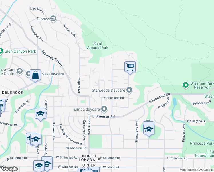 map of restaurants, bars, coffee shops, grocery stores, and more near 4050 Saint Pauls Avenue in North Vancouver