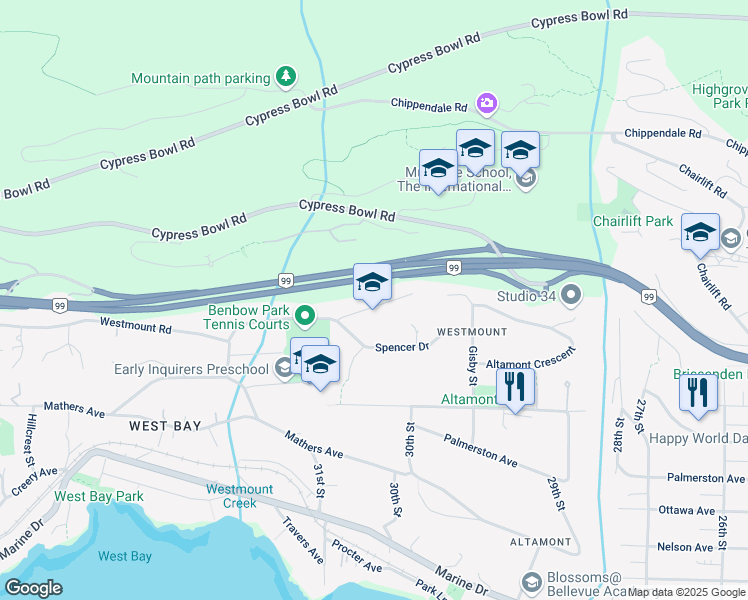 map of restaurants, bars, coffee shops, grocery stores, and more near in Vancouver