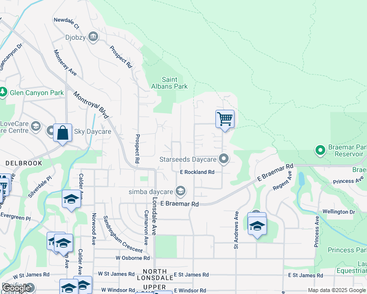 map of restaurants, bars, coffee shops, grocery stores, and more near 4080 Saint Pauls Avenue in North Vancouver