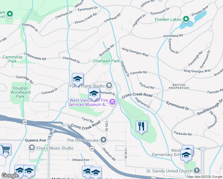 map of restaurants, bars, coffee shops, grocery stores, and more near in Vancouver