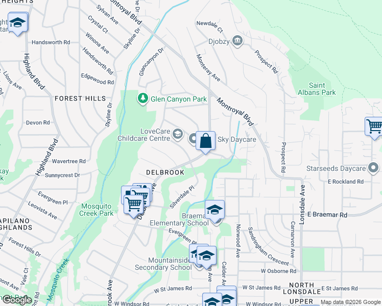 map of restaurants, bars, coffee shops, grocery stores, and more near 468 Saville Crescent in North Vancouver