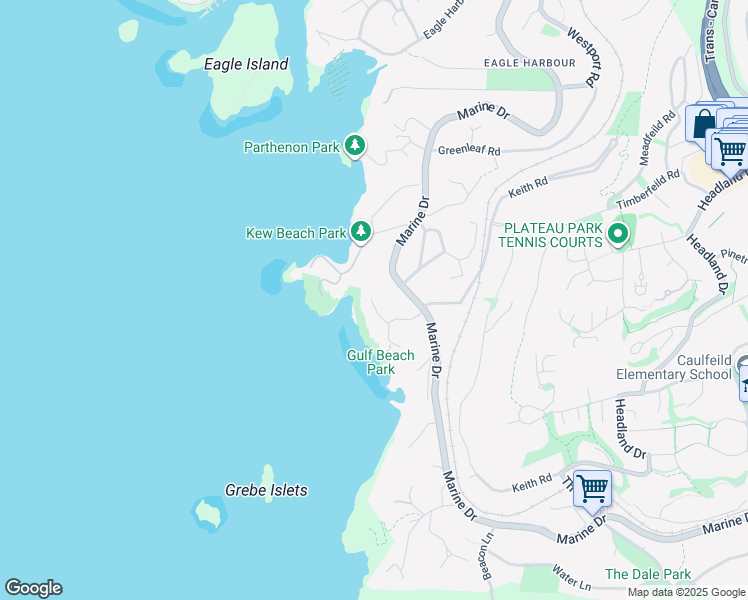 map of restaurants, bars, coffee shops, grocery stores, and more near 5290 Gulf Place in West Vancouver