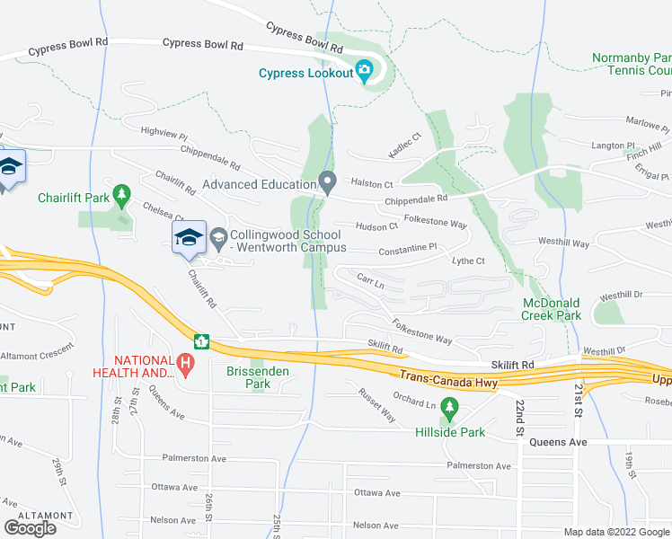 map of restaurants, bars, coffee shops, grocery stores, and more near 2336 Folkestone Way in West Vancouver