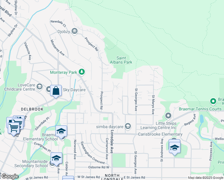 map of restaurants, bars, coffee shops, grocery stores, and more near 4155 Coventry Way in North Vancouver