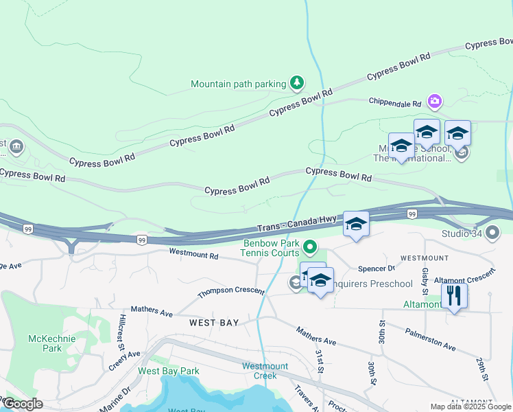 map of restaurants, bars, coffee shops, grocery stores, and more near 3315 Cypress Street in Vancouver