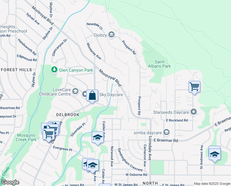 map of restaurants, bars, coffee shops, grocery stores, and more near 4193 Norwood Avenue in North Vancouver