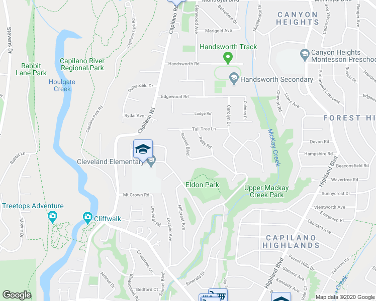 map of restaurants, bars, coffee shops, grocery stores, and more near 4198 Sunset Boulevard in North Vancouver