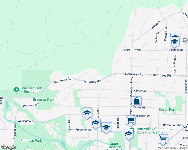 map of restaurants, bars, coffee shops, grocery stores, and more near 4153 Quarry Court in North Vancouver