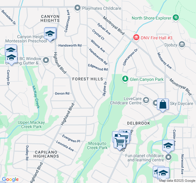 map of restaurants, bars, coffee shops, grocery stores, and more near 4231 Chelsea Crescent in North Vancouver